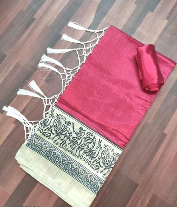 MYRA Khadi Cotton Mustered Color Saree With Separate Blouse - Free Size, Mustered, Khadi Cotton, Pack of1